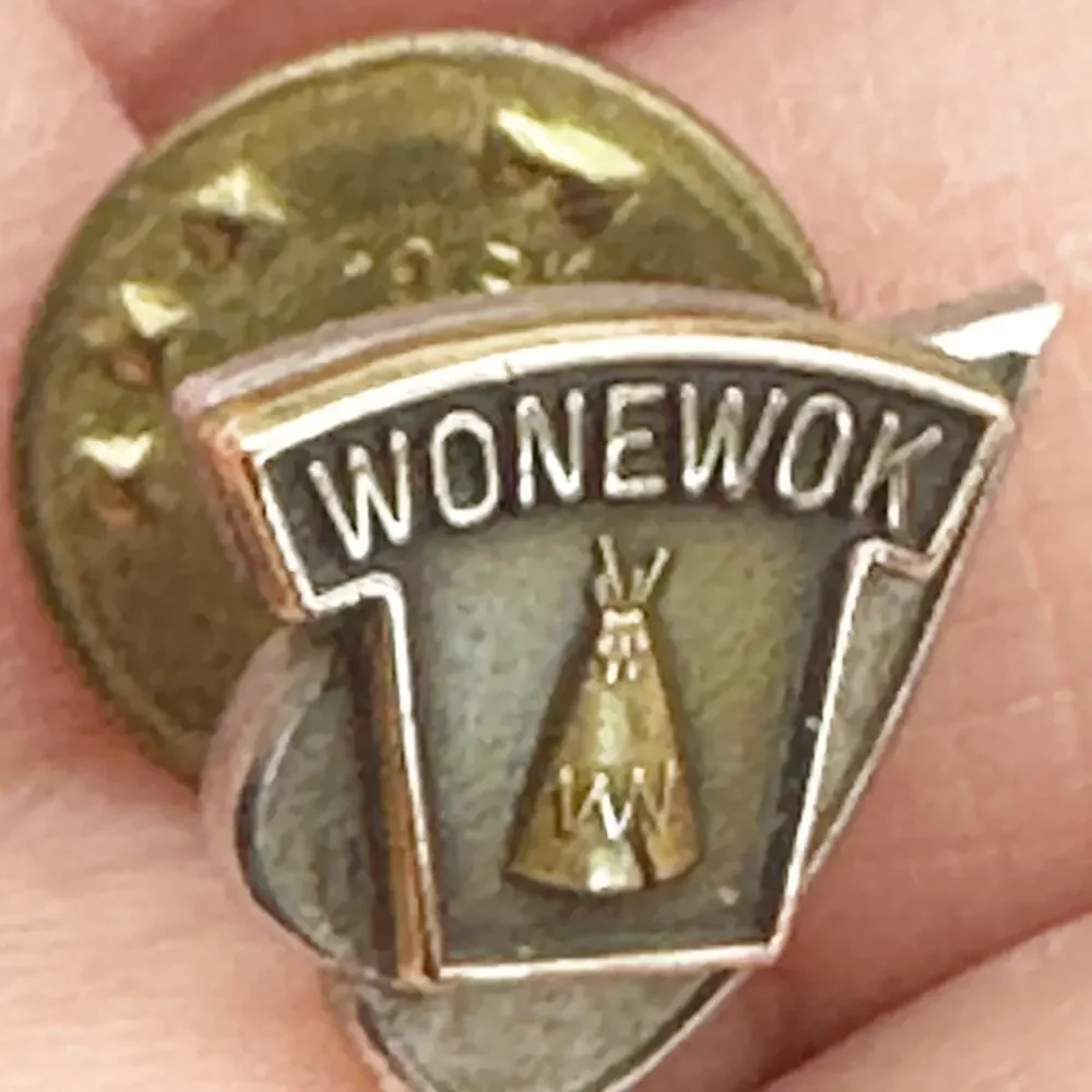 WONEWOK Sterling Silver Marked Pin Corporate Retreat Mens Tie Tack Teepee Logo